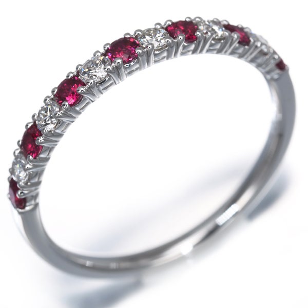 タサキ リング  ルビー ダイヤ 0.19ct  ハーフエタニティ 14号 K18WG 