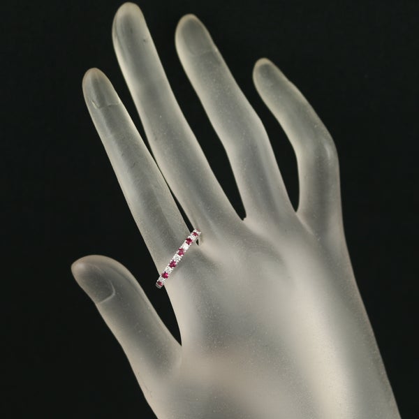 タサキ リング  ルビー ダイヤ 0.19ct  ハーフエタニティ 14号 K18WG 