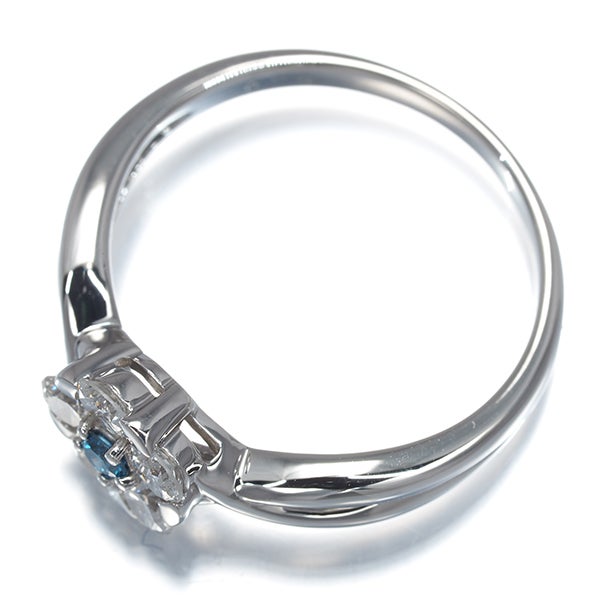 クリア＆ブルー ダイヤ 0.50ct フラワー  リング Pt900 