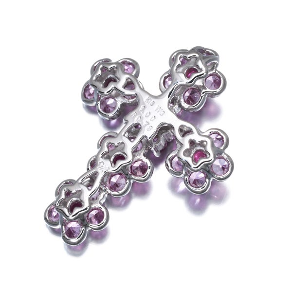 笠原真寿美 ペンダントトップ ピンクサファイア 1.00ct ルビー 0.73ct フラワー クロス K18WG