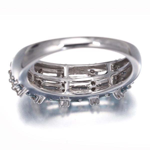 ブルー&クリア ダイヤ 1.00ct 2種カット  リング K18WG 