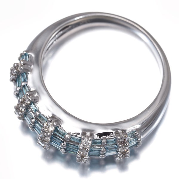 ブルー&クリア ダイヤ 1.00ct 2種カット  リング K18WG 