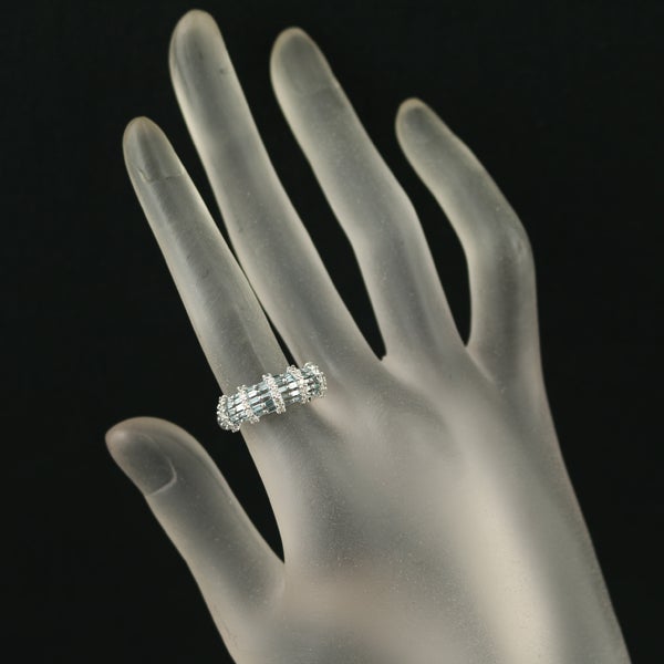 ブルー&クリア ダイヤ 1.00ct 2種カット  リング K18WG 