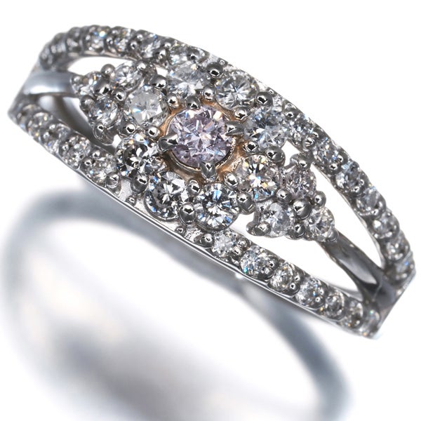 ピンク&クリア ダイヤ 0.079ct I1/0.56ct   リング Pt950 ソーティング
