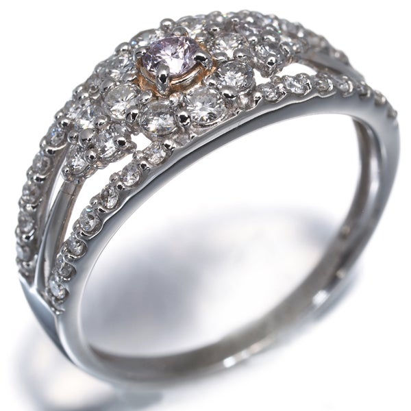 ピンク&クリア ダイヤ 0.079ct I1/0.56ct   リング Pt950 ソーティング