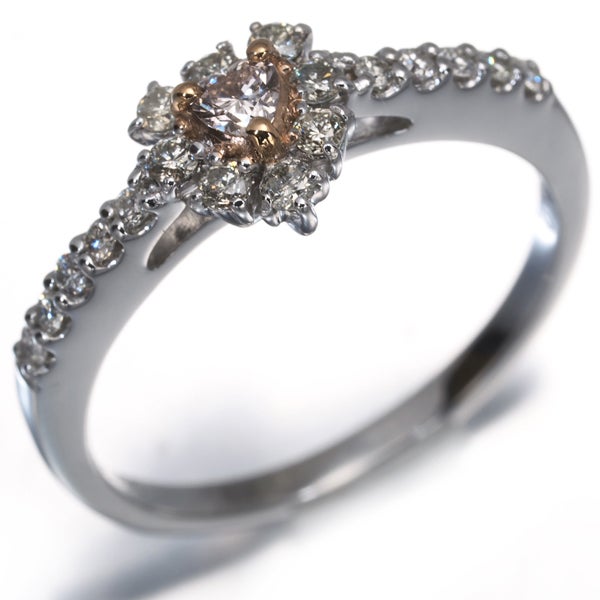 ピンク&クリア ダイヤ 0.076ct VS1/0.25ct ハートシェイプ  リング Pt950 ソーティング