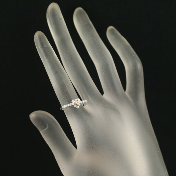 ピンク&クリア ダイヤ 0.076ct VS1/0.25ct ハートシェイプ  リング Pt950 ソーティング