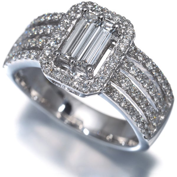  ダイヤ 1.04ct 2種カット  リング K18WG 