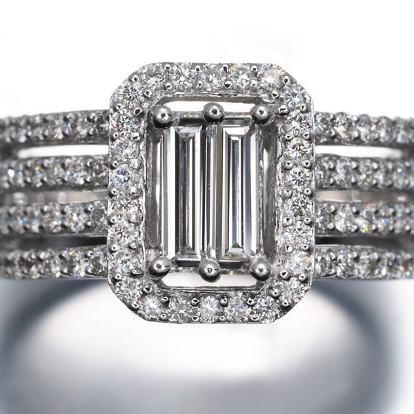  ダイヤ 1.04ct 2種カット  リング K18WG 