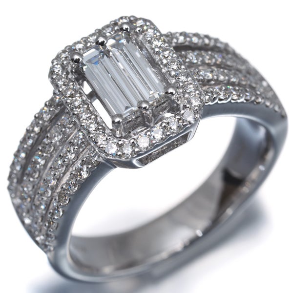  ダイヤ 1.04ct 2種カット  リング K18WG 