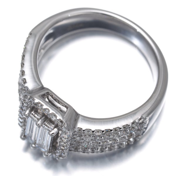  ダイヤ 1.04ct 2種カット  リング K18WG 