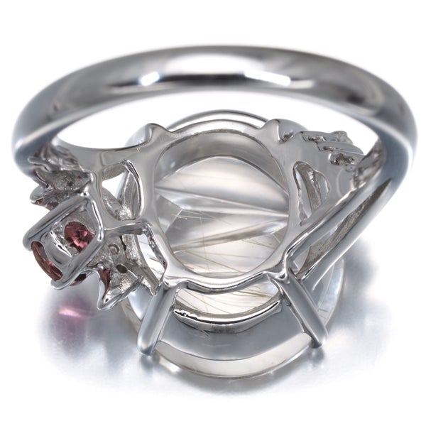  ルチルクォーツ 4.94ct トルマリン 0.15ct ダイヤ   リング K18WG 