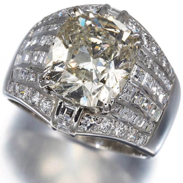  ダイヤ 8.601ct N I1/1.68ct/0.33ct クッションカット  リング Pt900 鑑定書