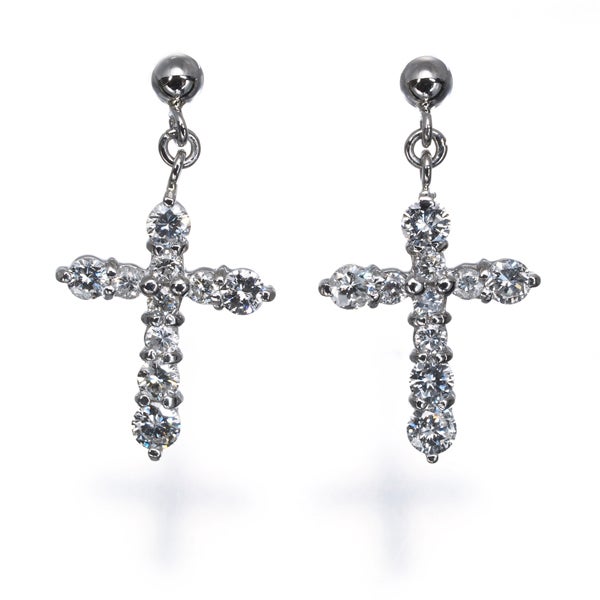 ダイヤ 0.25ct/0.25ct クロス  ピアス Pt900 