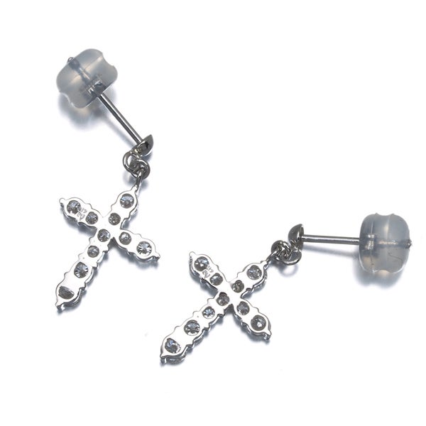  ダイヤ 0.25ct/0.25ct クロス  ピアス Pt900 