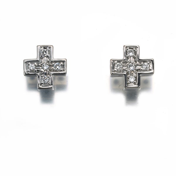ミキモトペルリータ ピアス  ダイヤ 0.02ct  クロス K18WG 
