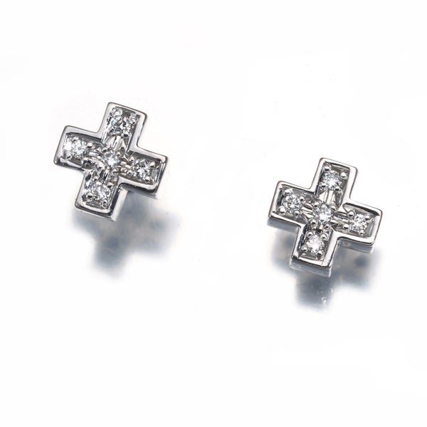ミキモトペルリータ ピアス  ダイヤ 0.02ct  クロス K18WG 