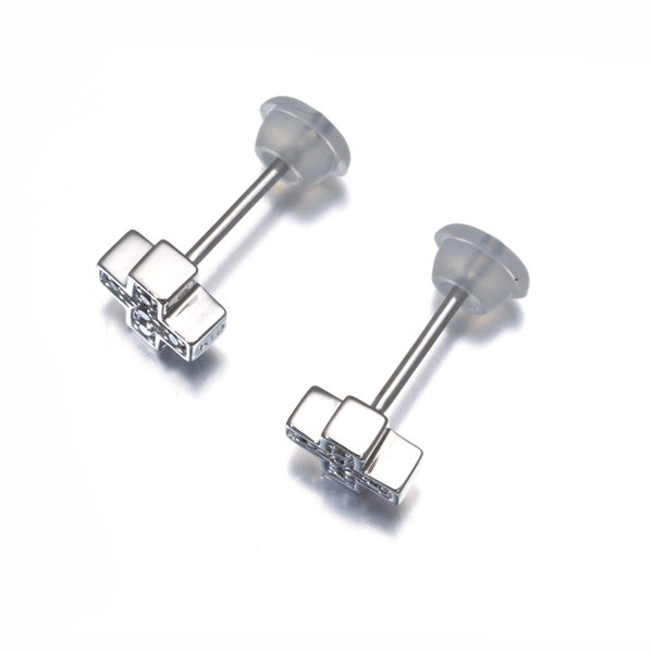 ミキモトペルリータ ピアス  ダイヤ 0.02ct  クロス K18WG 