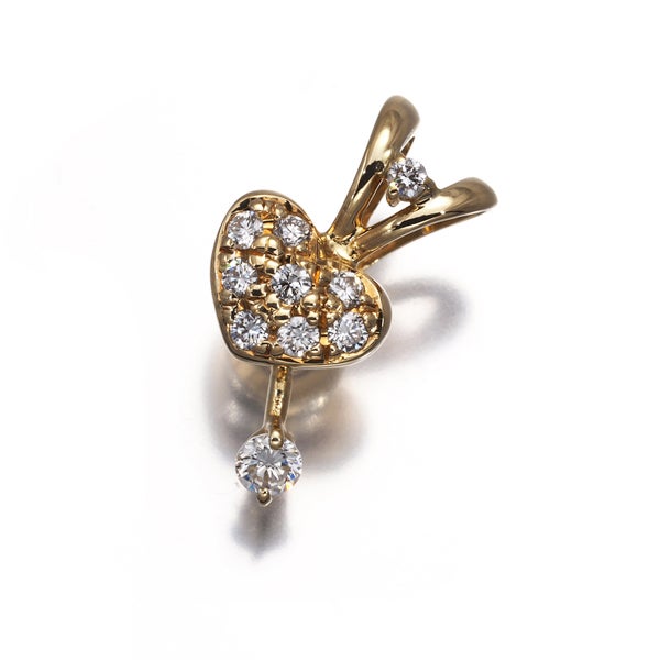 平和堂 ペンダントトップ  ダイヤ 0.17ct  パヴェ ハート スウィング 揺れる K18YG 