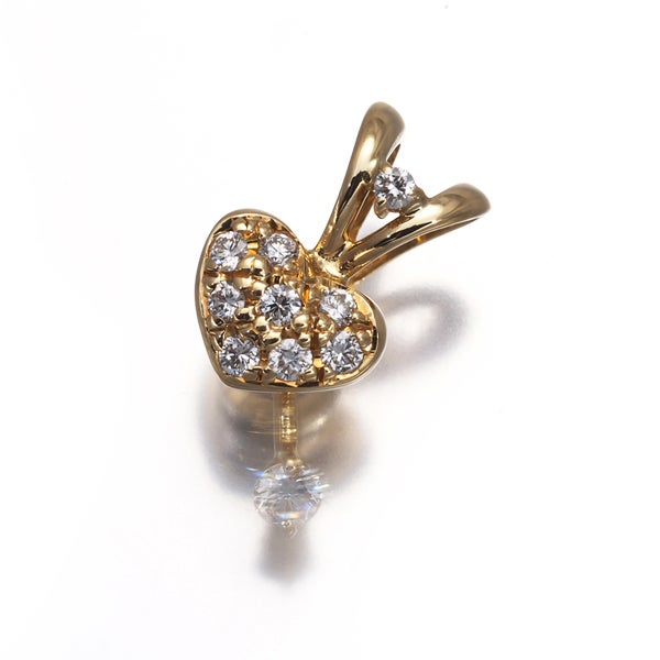 平和堂 ペンダントトップ  ダイヤ 0.17ct  パヴェ ハート スウィング 揺れる K18YG 