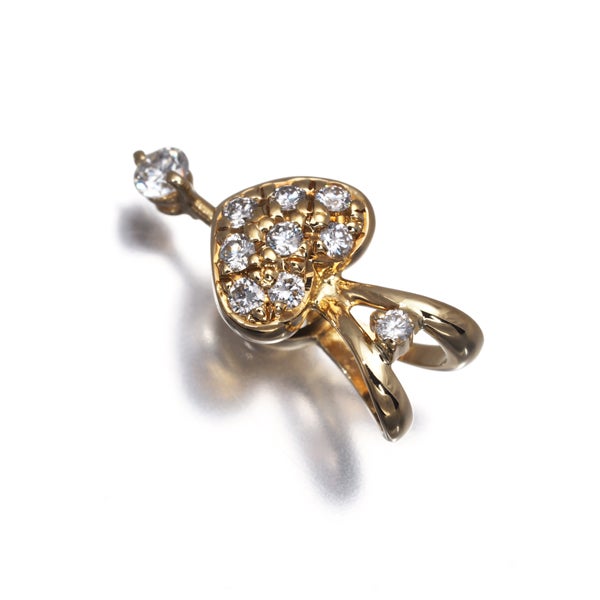 平和堂 ペンダントトップ  ダイヤ 0.17ct  パヴェ ハート スウィング 揺れる K18YG 