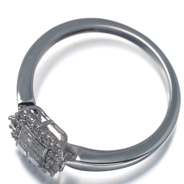 GSTV リング  ダイヤ 0.50ct ミステリーセッティング プリンセスカット 2種カット16号 K18WG 
