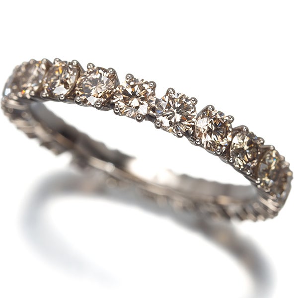 カシケイ リング ブラウン ダイヤ 1.70ct ファイブリングス  フルエタニティ 12号 K18BG 