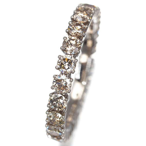 カシケイ リング ブラウン ダイヤ 1.70ct ファイブリングス  フルエタニティ 12号 K18BG 