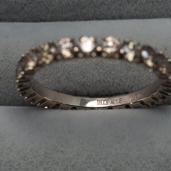 カシケイ リング ブラウン ダイヤ 1.70ct ファイブリングス  フルエタニティ 12号 K18BG 