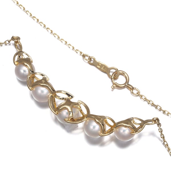 ミキモト ネックレス  アコヤ真珠 5.5-6.2mm  リーフ K18YG 