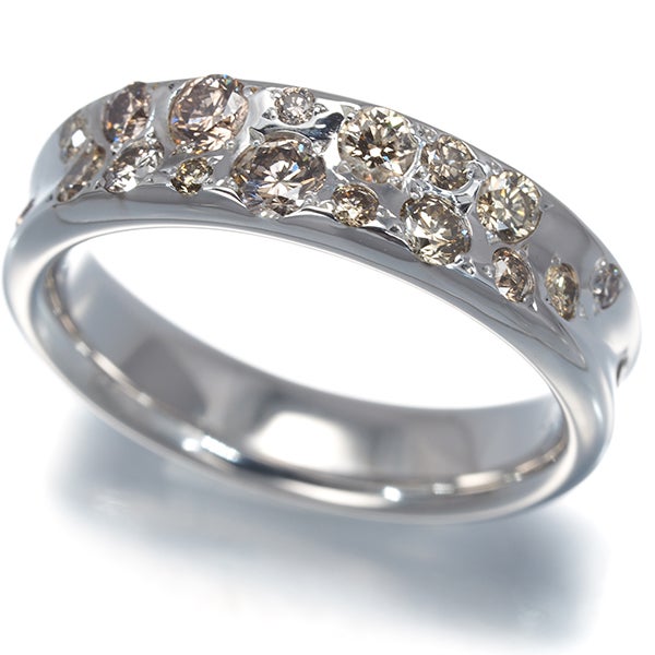 カシケイ リング ブラウン ダイヤ 0.60ct メランジェ 12号 K18WG 