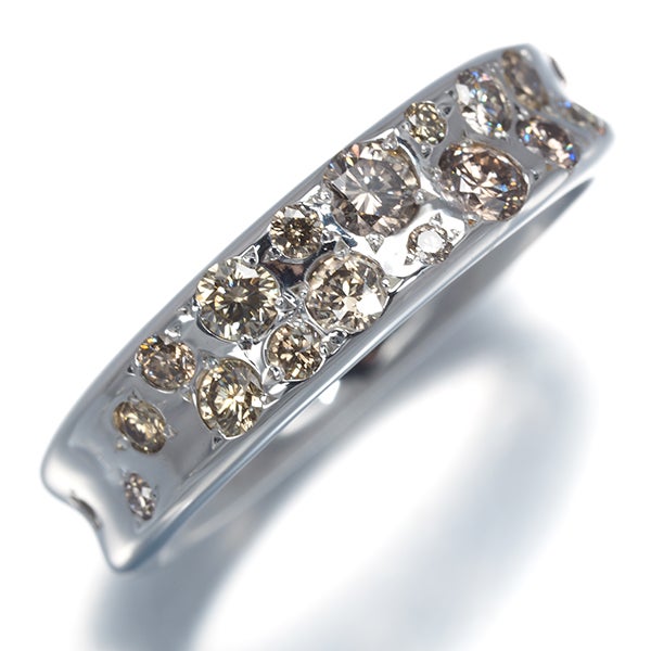 カシケイ リング ブラウン ダイヤ 0.60ct メランジェ 12号 K18WG 