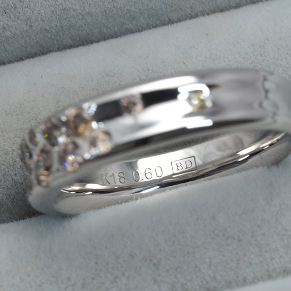 カシケイ リング ブラウン ダイヤ 0.60ct メランジェ 12号 K18WG 