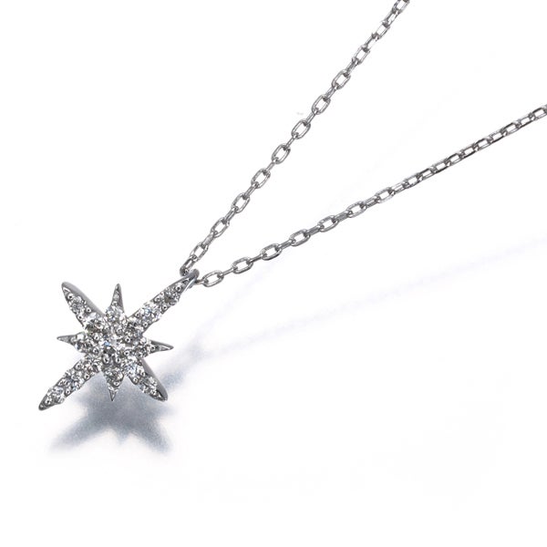 スタージュエリー ネックレス  ダイヤ 0.06ct クロッシングスター  K18WG 