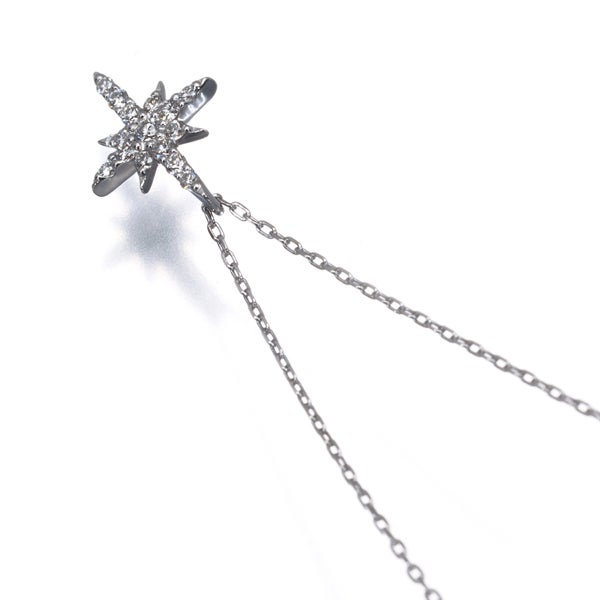 スタージュエリー ネックレス  ダイヤ 0.06ct クロッシングスター  K18WG 