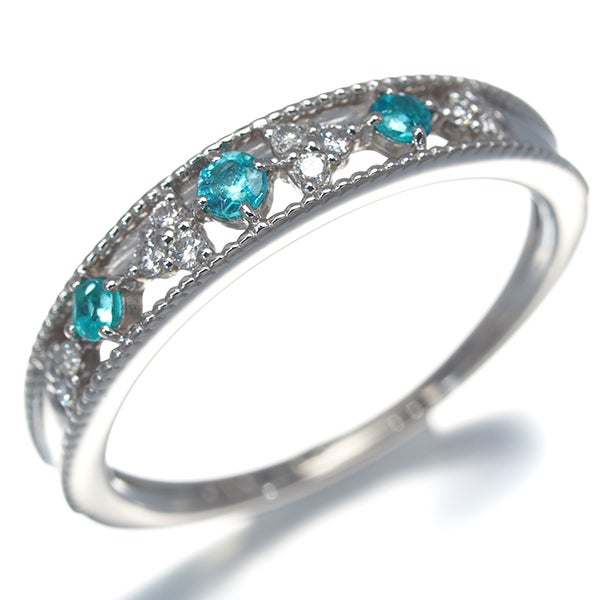  パライバトルマリン 0.07ct ダイヤ 0.10ct ミルグレイン  リング Pt900 ソーティング