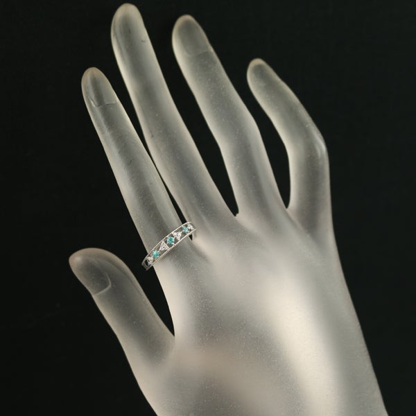  パライバトルマリン 0.07ct ダイヤ 0.10ct ミルグレイン  リング Pt900 ソーティング