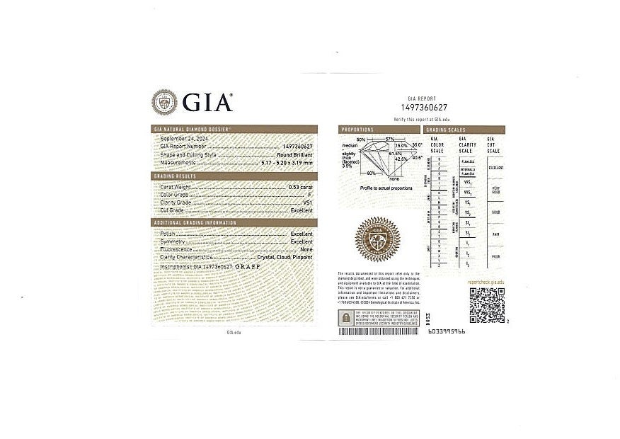 グラフ リング  ダイヤ 0.53ct F VS1 3EX アイコン 10.5号 K18WG 箱/保証書/鑑定書