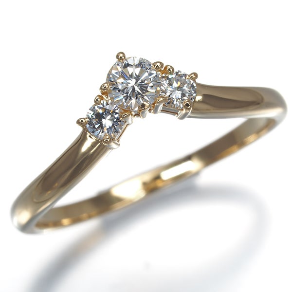 タサキ リング  ダイヤ 0.22ct  3P 9号 K18YG 