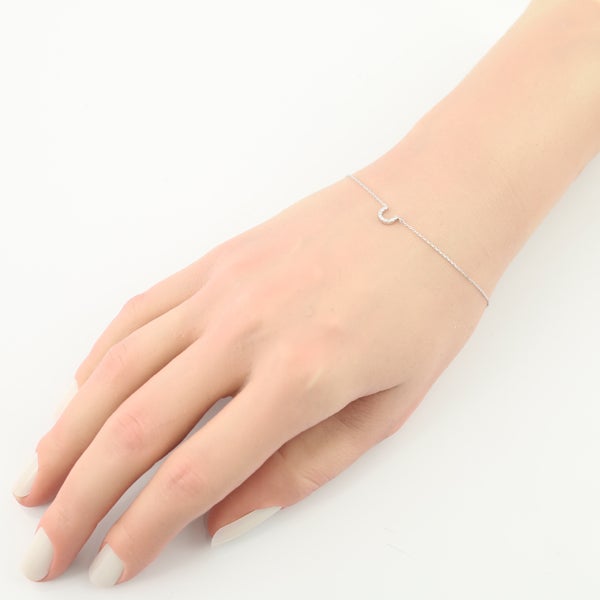 エテ ブレスレット  ダイヤ 0.03ct ホースシュー  K18WG 