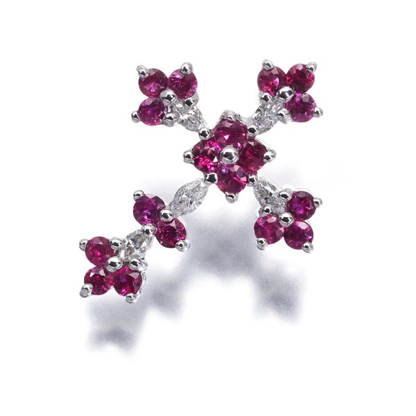 笠原真寿美 ペンダントトップ  ルビー 0.58ct ダイヤ 0.15ct  クロス K18WG 