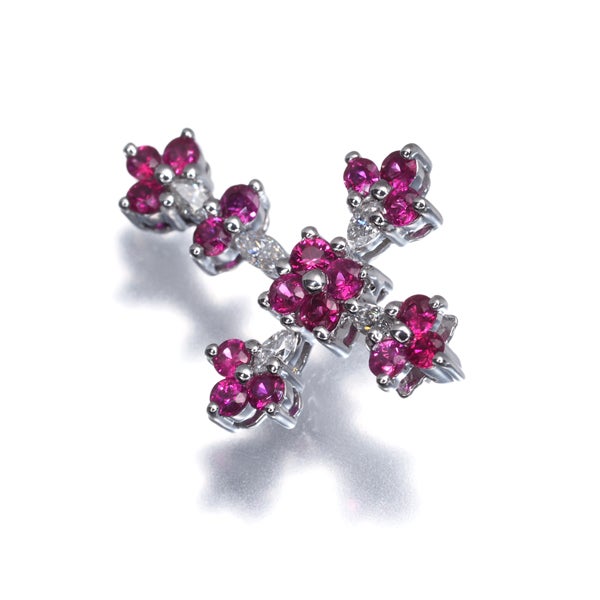 笠原真寿美 ペンダントトップ  ルビー 0.58ct ダイヤ 0.15ct  クロス K18WG 