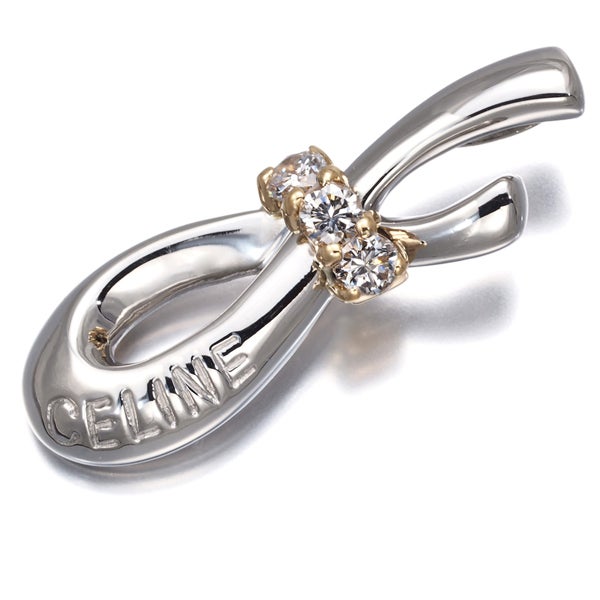 セリーヌ ペンダントトップ  ダイヤ 0.20ct  ロゴ コンビカラー Pt900/K18YG 