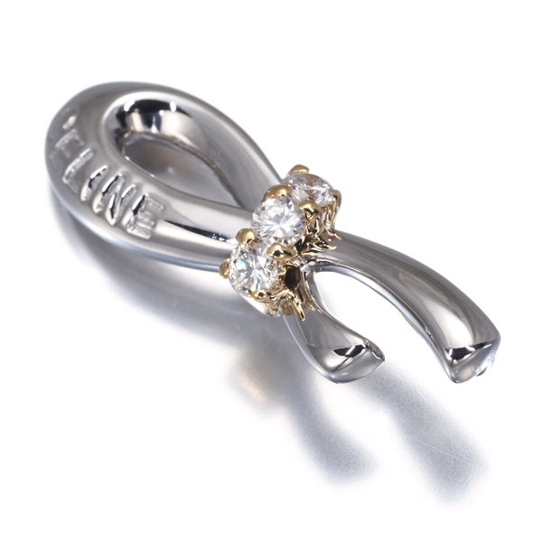 セリーヌ ペンダントトップ  ダイヤ 0.20ct  ロゴ コンビカラー Pt900/K18YG 
