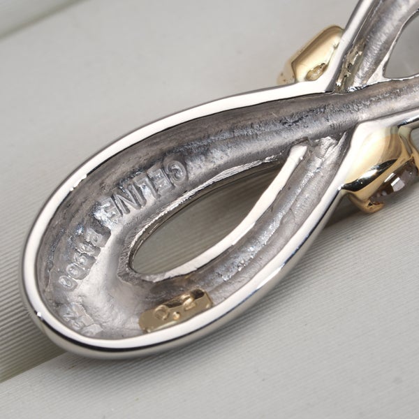 セリーヌ ペンダントトップ  ダイヤ 0.20ct  ロゴ コンビカラー Pt900/K18YG 