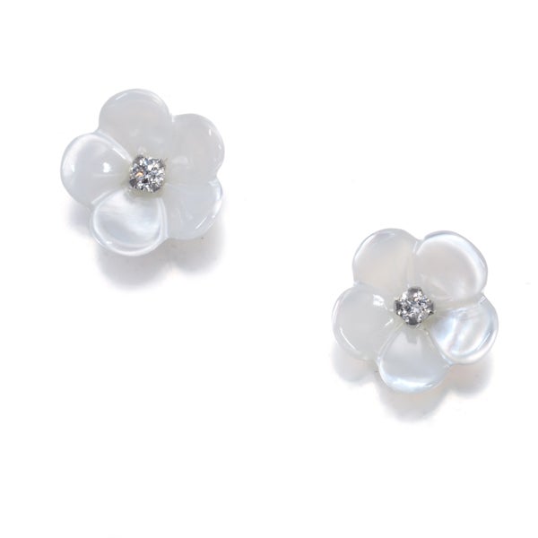 オデュース4℃ ピアス  シェル ダイヤ  フラワー K10WG 