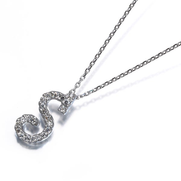  ダイヤ 0.11ct イニシャル アルファベット S  ネックレス Pt900/Pt850 