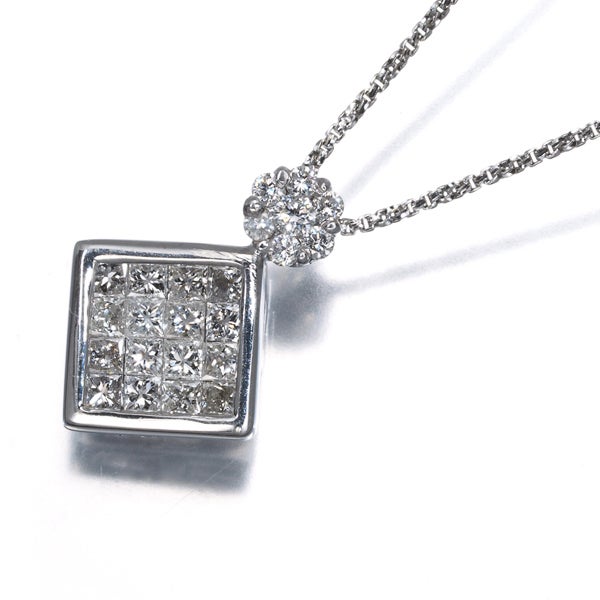 ダイヤ ダイヤモンド 0.75ct ミステリーセッティング ネックレス K18WG