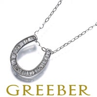  ダイヤ 0.20ct ホースシュー 2種カット  ネックレス K18WG 