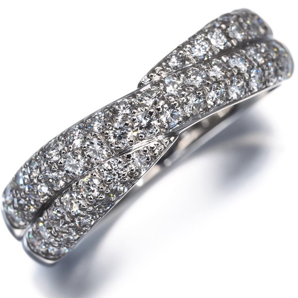 ロイヤルアッシャー リング  ダイヤ 0.77ct  パヴェ 15号 Pt900 